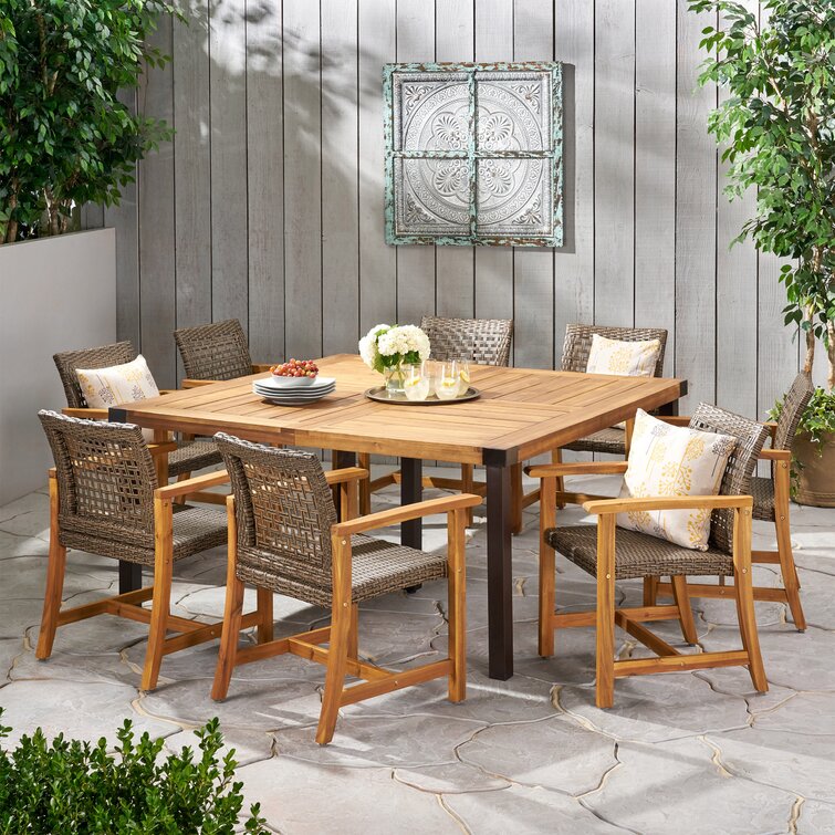 8 person teak on sale outdoor table